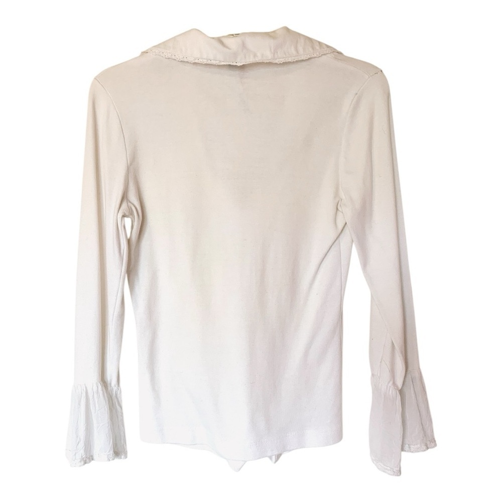 Language Los Angeles White‎ Ruffled Notched Collar Blouse - Picture 3 of 10